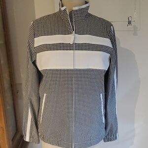 Talbots Black and White Checkered Bomber Jacket